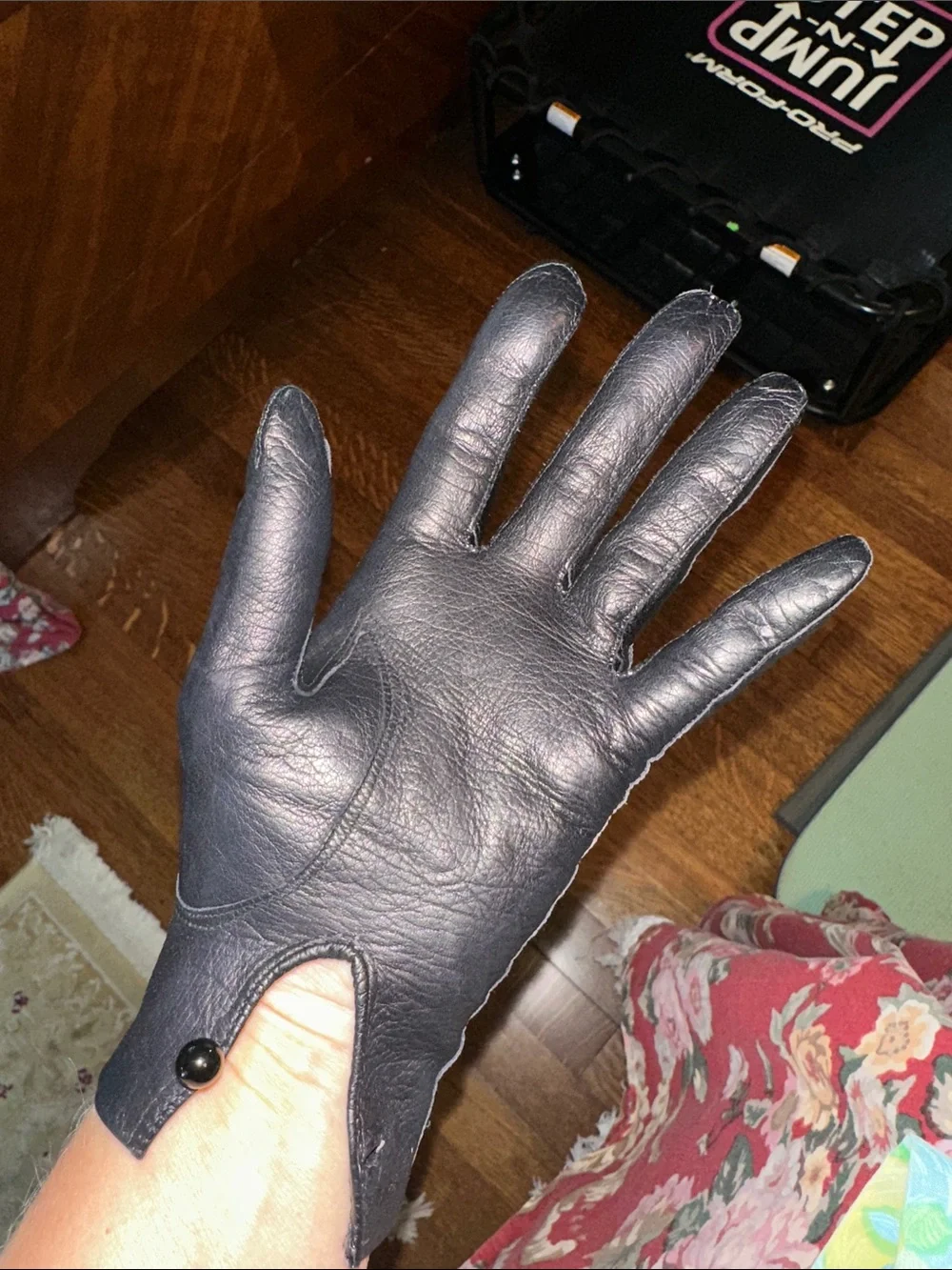 Vintage Black Italian Leather Wrist Gloves